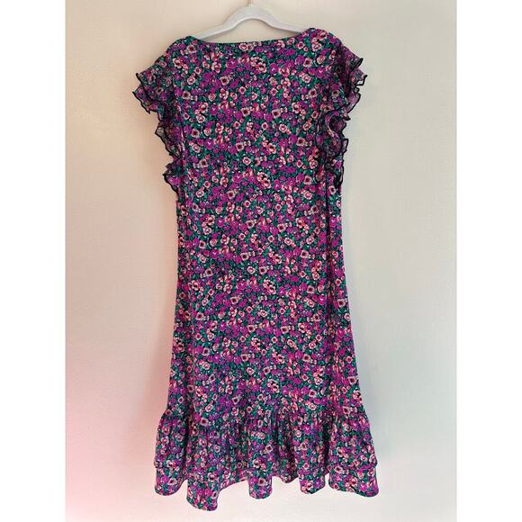 Harper Rose Floral Ruffle Sleeve/Hem Pullover Stretch Mini Dress Size 6 - Picture 2 of 5
